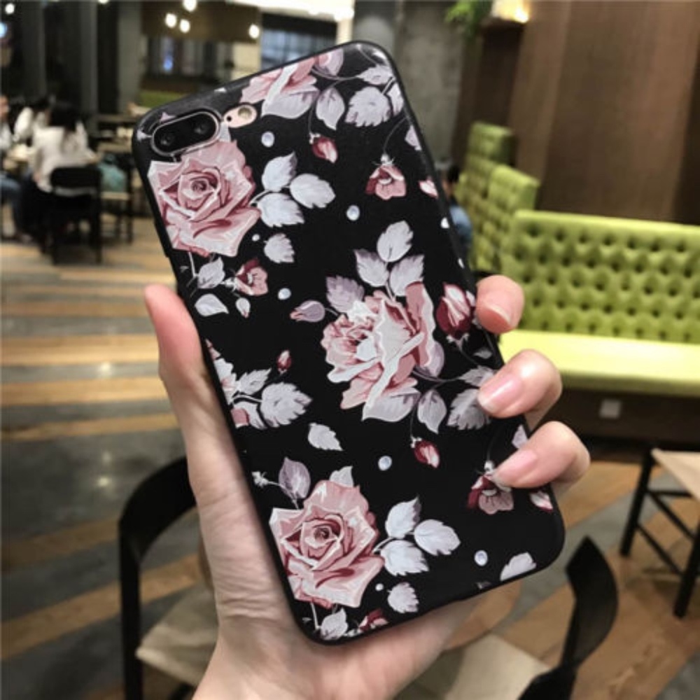 Supreme Pink White Rose Flower Soft Silicone Case
